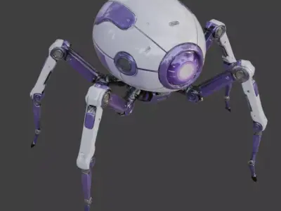 Futuristic Robotic Hacking Spider 3D Model Low-poly 3D model