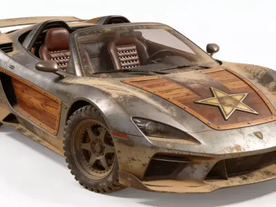 Desert Outlaw Pursuit Supercar Low-poly 3D model