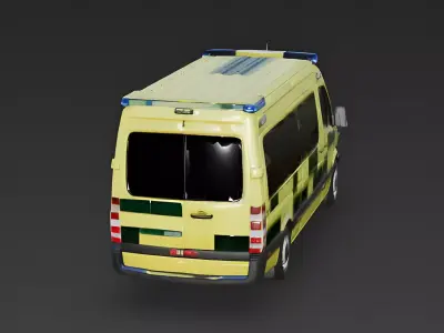 Modern European Ambulance Van 3D Model Low-poly 3D model