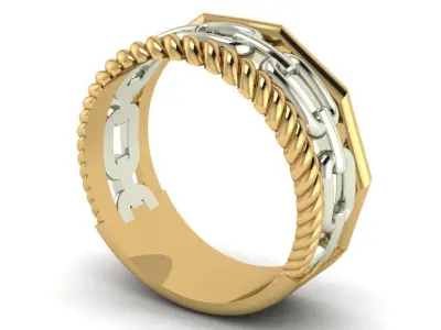 portofino ring with yellow and white gold 3D print model