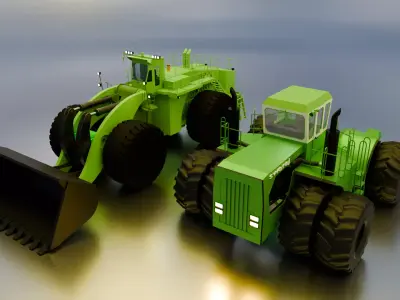 Construction Loader and Farming Tractor Low-poly 3D model