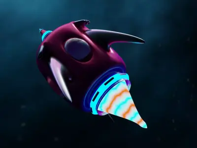 Low poly Rocket ship flying in space Free low-poly 3D model