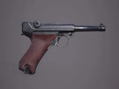 World War II - Luger P08 - PBR and Game Ready Low-poly 3D model