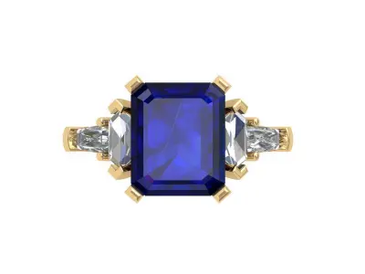 Emerald Solitaire Ring 3D print model 52