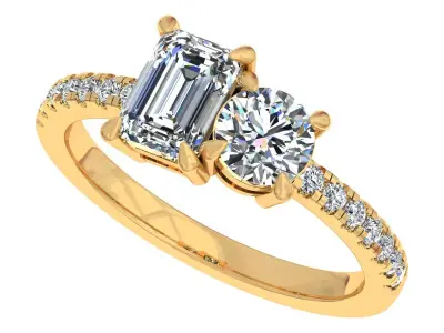 Emd And Round Stone Engagement Ring 3D print model