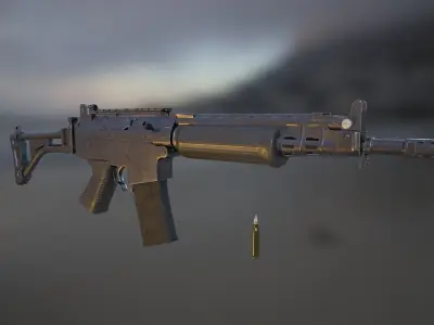 FN Style NATO Rifle with Scope Low-poly 3D model