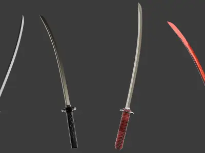 Katana Low-poly 3D model 11