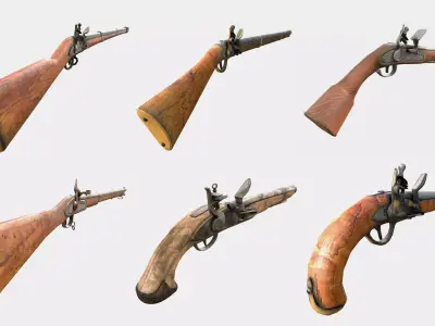 Muskets and Rifles Collection Low-poly 3D model