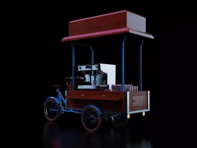Bike coffee shop Low-poly 3D model