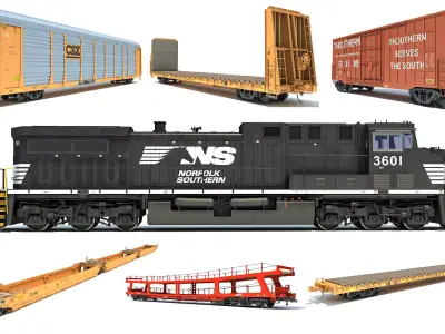 Norfolk Southern Freight Train 3D Model Pack