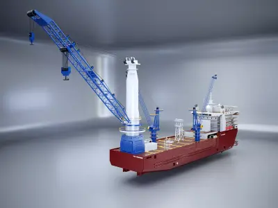 Crane Ship Low-poly 3D model