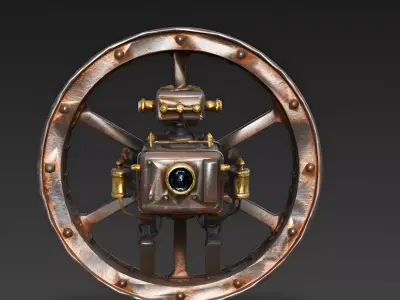 Steam Roller Mono-Wheel Scout 3D Model Low-poly 3D model