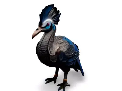 Stylized Robotic Crane Bird Model Low-poly 3D model