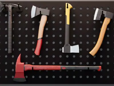 Axes bundle Low-poly 3D model