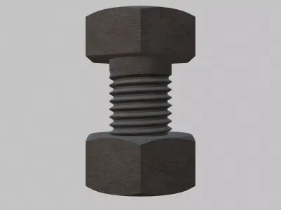 M8 Hex Bolts and Nuts with Rusty Iron Texture Fine Threads 3D model