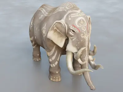Asian wild elephant 3D model