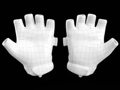 Military gloves half-finger of color black 17 Low-poly 3D model