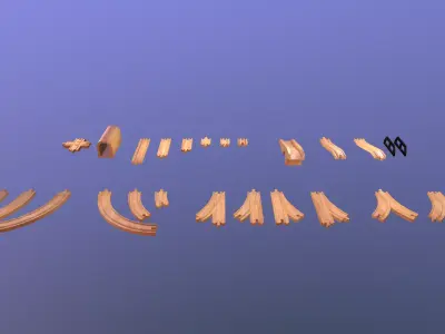 Wooden Toy Train - Tracks Low-poly 3D model