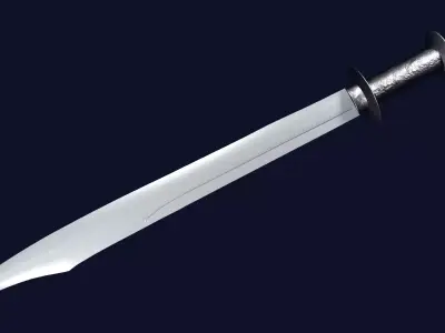 Falchion sword with Khora handle Low-poly 3D model