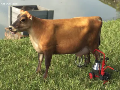 Cream Cow and Milking Machine 3D model