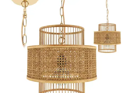 Bamboo rattan lantern 3D model