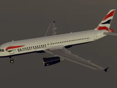 British Airways airbus a320-232 low poly 3D model Low-poly 3D model
