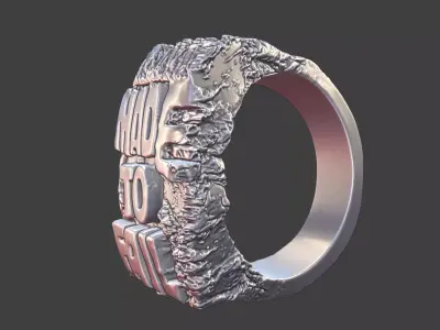 MADE TO FAIL Rough Stone Texture Band Ring Silver Jewelry 3D print model