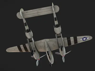 Lockheed P-38 Lightning Low-poly 3D model