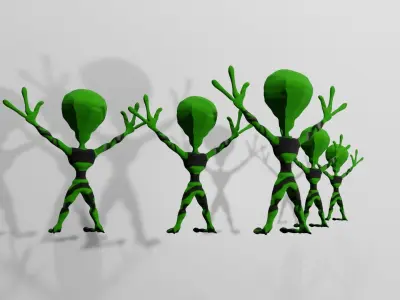 Alien Lowploy Green UFO Low-poly 3D model