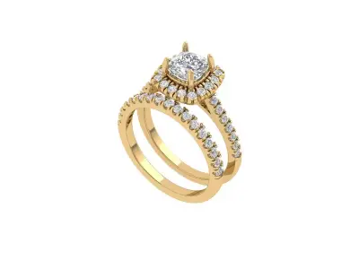 Solitair Ring Bridal Set 3D print model