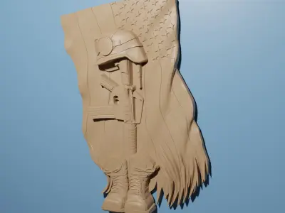 Military Fallen Army US Veteran relief 3D for CNC Router 3D print model