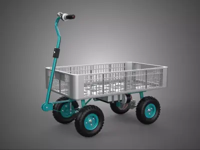 ELECTRIC UTILITY CART TROLLEY PLASTIC LATTICE RACK BASKET CRATE 3D model