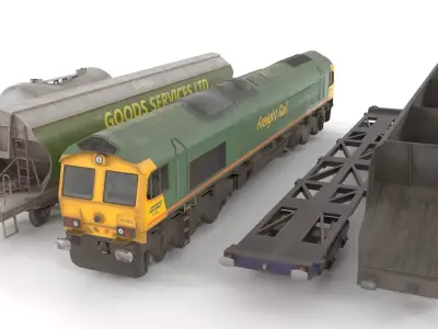 Train Pack low poly Low-poly 3D model