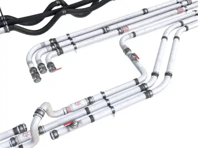 Modular Pipes - Sci-Fi Painted White Low-poly 3D model