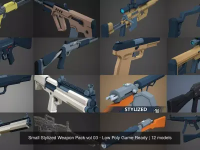 Small Stylized Weapon Pack vol 03 - Low Poly Game Ready