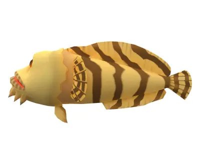 Oyster Toad Fish Cartoon Animated Low-poly 3D model