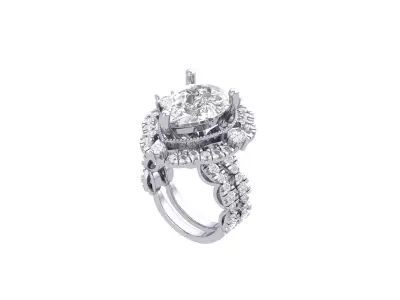 Pear Art Deco Ring 3D print model 11