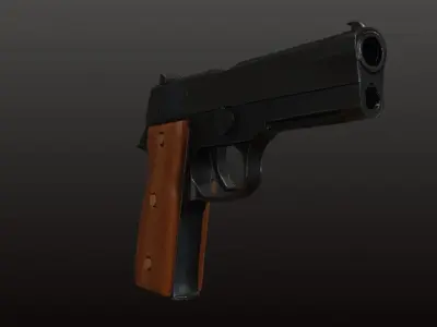 Realistic Low-Poly Pistol 3D Model Handgun with PBR Textures 3D model