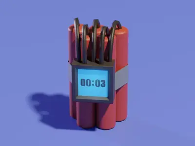 TNT Dynamite bundle Digital display timer Stylized Game ready Free low-poly 3D model