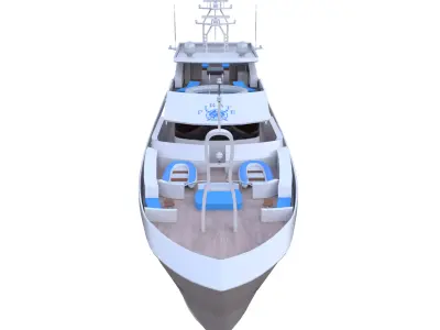 Modern Luxury Yacht 3D Model Game Ready Low Poly PBR  Blender Low-poly 3D model