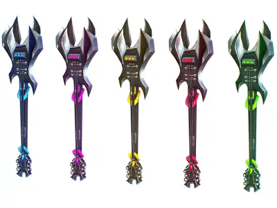 a set of cutting weapons Low-poly 3D model 6