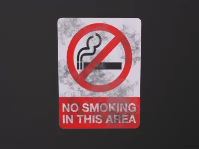 Plastic No Smoking Sign 3D Model Low-poly 3D model
