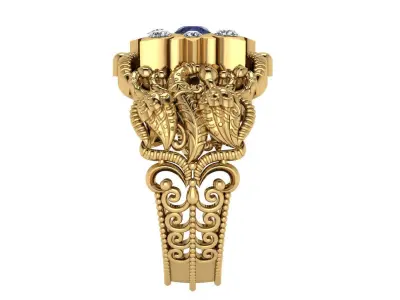 Antique Gents Men Ring  Peacock 002 3D print model