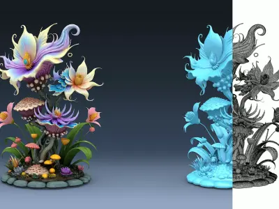 Exotic Colorful Plants - High-Poly Resolution Part 1 3D model