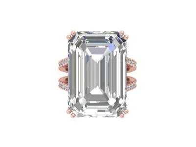 Emerald Solitaire Art Deco Ring 3D print model 9