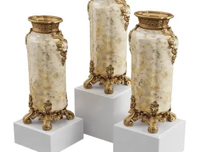 Chinese porcelain midcentury Vase Low-poly 3D model