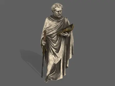 Old Man Statue Low-poly 3D model 5