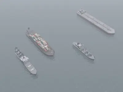 Cargo Ship Collection Low-poly 3D model