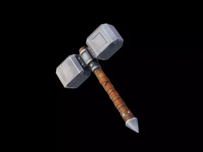 Stylized Warrior Hammer - Game Ready Low-poly 3D model
