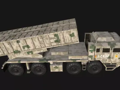 China PHL-191 rocket artillery Low-poly 3D model